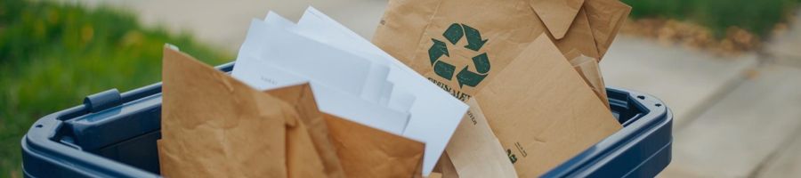 Curbside recycling paper mailers.